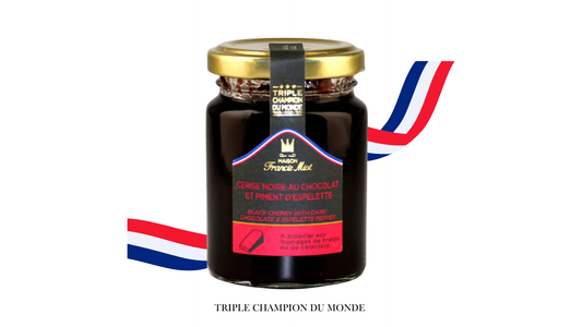 CONFITURE CERISE NOIRE AU CHOCOLAT ET PIMENT D'ESPELETTE